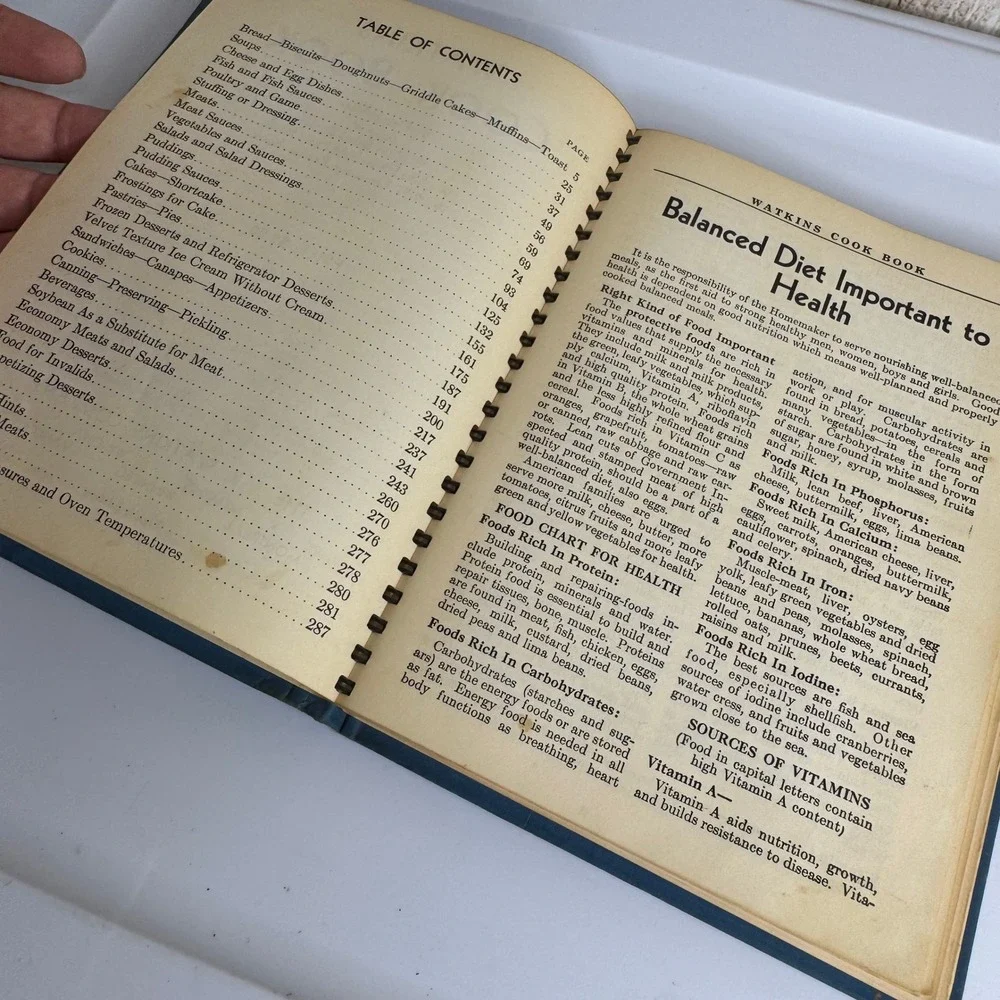 Vintage Watkins Cook Book by Elaine Allen J.R. Watkins Co. Blue Spiral‎ Bound